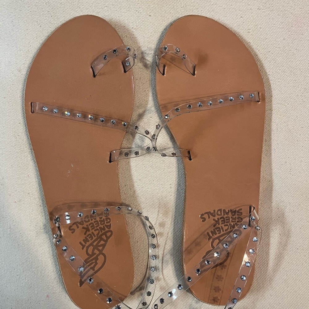 Ancient Greek Sandals Apli Eleftheria Crystal-Embellished Vinyl Sandals